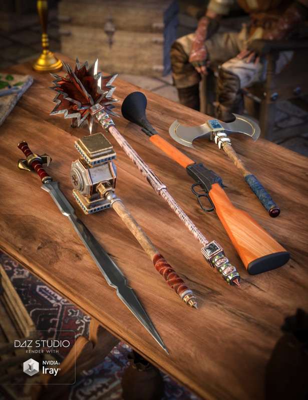 Toon Weapons Set for Genesis 3 and 8 Male(s) Toon Weapons Set for Genesis 3 and 8 Male(s)