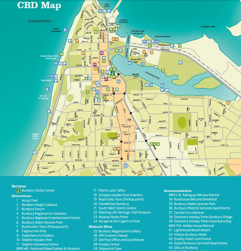 Map Of Bunbury Town Centre