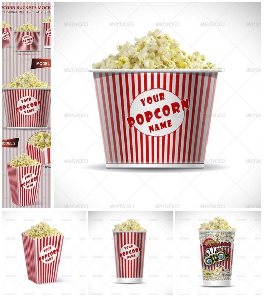 Popcorn Buckets Mockups